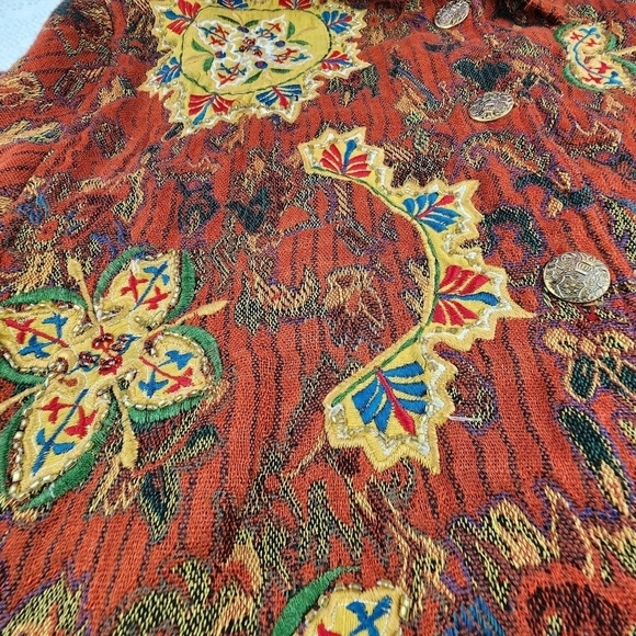 Vintage Tantrums Collection Embroidered Button Down Tapestry Jacket Size Large - Picture 4 of 13